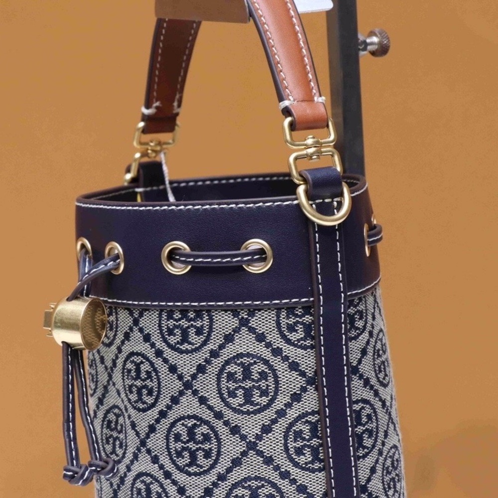 Tory Burch T Monogram Jacquard Mini Bucket Bag - Picture 5 of 7